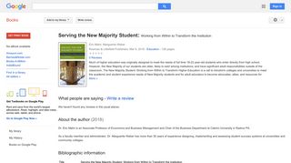 Serving the New Majority Student: Working from Within to Transform ...