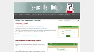 Student Login and Forgotten Passwords | e-asTTle Help