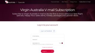 Log in to your account | Virgin Australia V-mail - Virgin Australia Specials