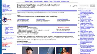 Digital Watchdog Multiple VMAX Products Default Admin Credentials ...