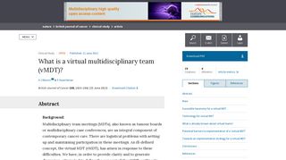 What is a virtual multidisciplinary team (vMDT)? | British Journal of ...