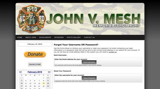 Forgot Your Login? - John V Mesh Memorial Scholarship