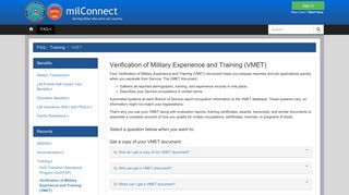 Verification of Military Experience and Training (VMET) - milConnect ...