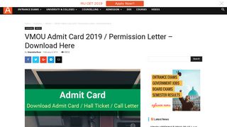VMOU Admit Card 2018 / Permission Letter - Download Here ...