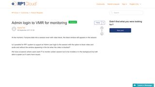 Admin login to VMR for monitoring – RP1Cloud