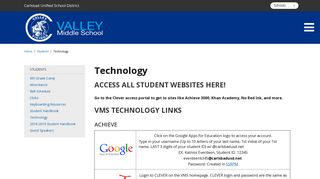 Technology - Valley Middle School - School Loop