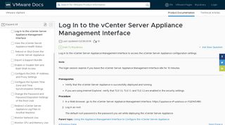 Log In to the vCenter Server Appliance Management ... - VMware Docs