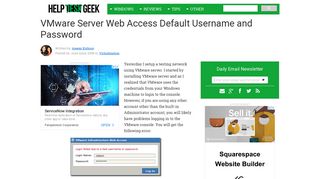 VMware Server Web Access Default Username and Password