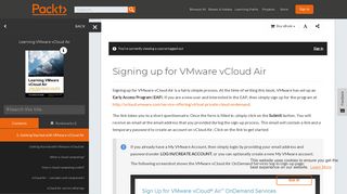 Signing up for VMware vCloud Air - Packt Publishing