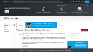 VMware vSphere Client Cannot Connect - Server Fault