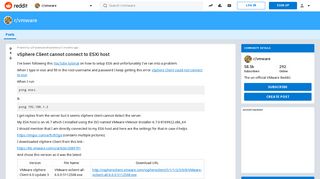 vSphere Client cannot connect to ESXi host : vmware - Reddit