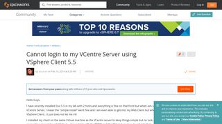 [SOLVED] Cannot login to my VCentre Server using VSphere Client 5 ...