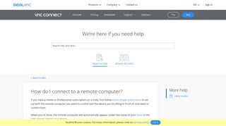 Docs | How do I connect to a remote computer? | VNC® Connect