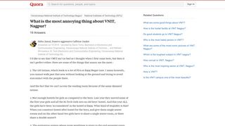 What is the most annoying thing about VNIT, Nagpur? - Quora
