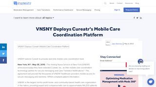 VNSNY Deploys Cureatr's Mobile Care Coordination Platform