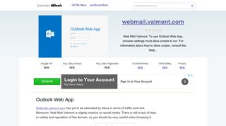 Webmail.valmont.com website. Outlook Web App.