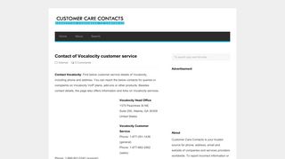 Contact of Vocalocity customer service | Customer Care Contacts