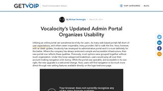 Vocalocity's Updated Admin Portal Organizes Usability | GetVoIP