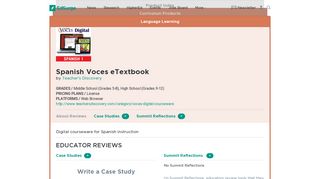 Spanish Voces eTextbook | Product Reviews | EdSurge