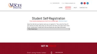 Student Self-Registration - Voces® Digital - Resources, courseware ...