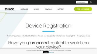 DivX Device Registration - Free DivX Video Software