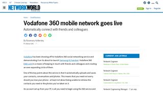 Vodafone 360 mobile network goes live | Network World