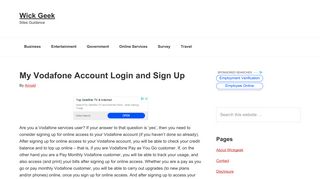 My Vodafone Account Login and Sign Up - Wick Geek