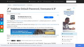 Vodafone Default Password, Login & IP List (updated January 2019 ...