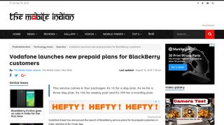 Vodafone launches new prepaid plans for BlackBerry customers