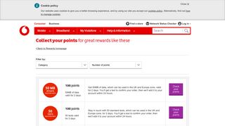 Vodafone rewards catalogue - Rewards on Pay as you go