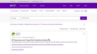 BT Openzone can't login (No Vodafone Option) - BT Community