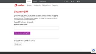 Swap Your Sim and Keep Your Number | Vodafone Australia - Login