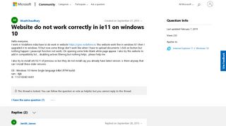 Website do not work correctly in ie11 on windows 10 - Microsoft ...