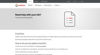 Set Up and Manage Email Bills | Vodafone Australia