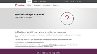 Email Addresses We Use to Contact our Customers | Vodafone Australia
