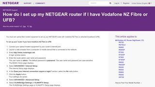 How do I set up my NETGEAR router if I have Vodafone NZ Fibre or ...