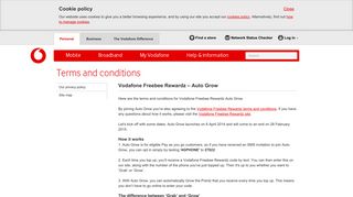Vodafone Freebee Rewardz – Auto Grow Trial | Terms and Conditions