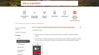 How do I manage my Vodafone Broadband settings within the ...