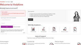Vodafone Login Page
