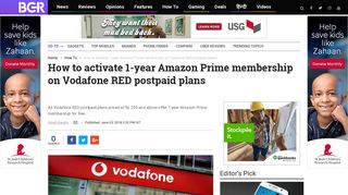 How to activate 1-year Amazon Prime membership on Vodafone RED ...