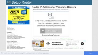 Default router IP addresses for Vodafone routers. - SetupRouter
