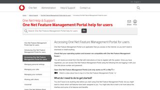 Accessing One Net Feature Management Portal for users