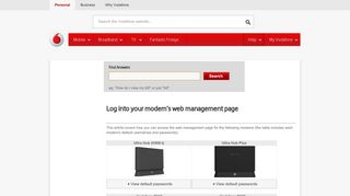 Log into your modem's web management page - Vodafone NZ