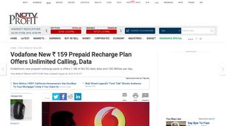Vodafone Offers New Rs 159 Prepaid Recharge Plan To Counter ...