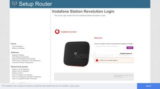 Vodafone Station Revolution Screenshot Login - SetupRouter