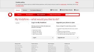 My Vodafone – what would you like to do?