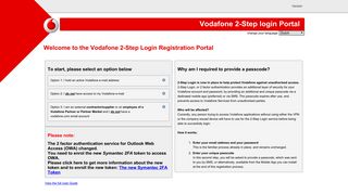 the Vodafone 2-Step Login Registration Portal - Vodafone Group CA