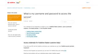 What is my username and password to access the service ...