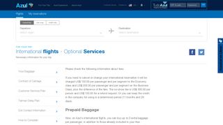 Optional Services - Azul Linhas Aéreas
