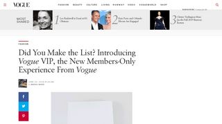 Vogue VIP: The New Members-Only Experience From Vogue - Vogue
